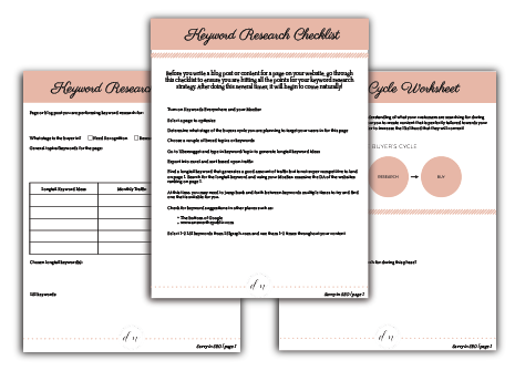 SEO course worksheets mockup